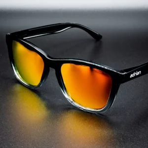 Adrian Aurora TR90 monture PC - Lunettes de soleil polarisantes sport unisexe UV400 Noir / Orange